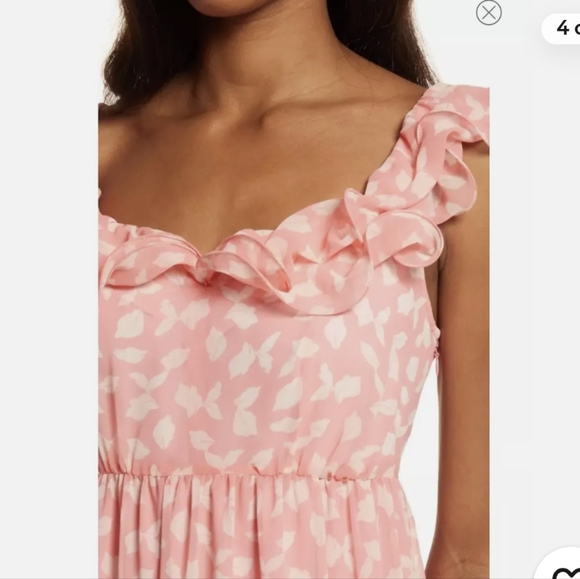 NEW Chelsea28 Ruffle Midi Dress, Size S, Color: Pink Falling Leaves - Picture 4 of 11